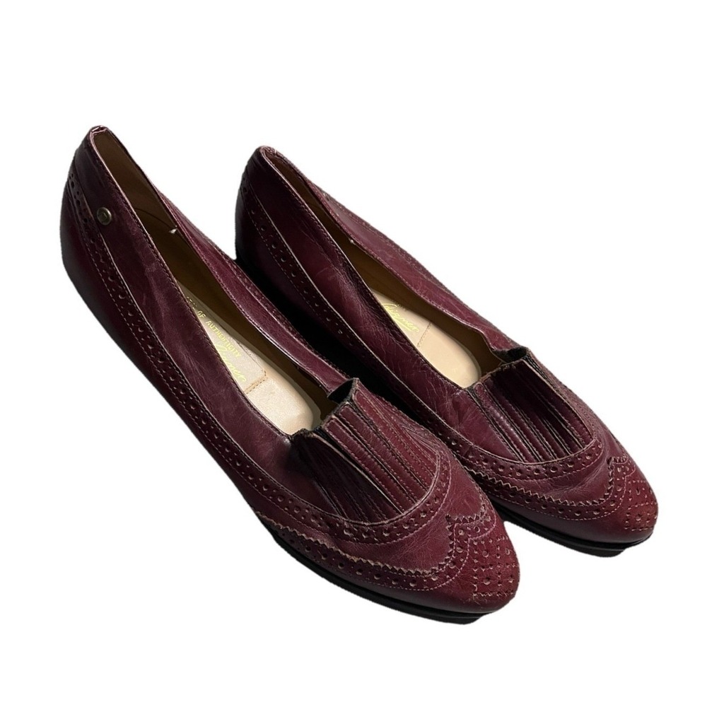Etienne Aigner Vintage Oxblood Leather Wingtip Kiltie Loafers Women's 7.5N